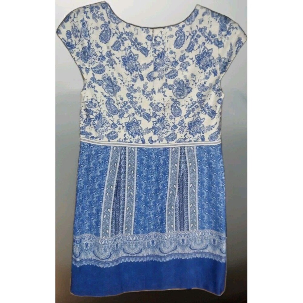 Madison Leigh Dress Sz 8 Blue Floral Cap Sleeves Zip Cotton - Picture 6 of 11